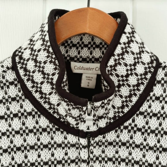 Coldwater Creek Wool Blend Fleece Mock Neck Zip Up Geometric Women Small Warm - Picture 4 of 14